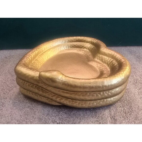 Heart Shaped Snake Serpent Gold Ashland Nevermore Ceramic Trinket Dish 5"x5" - Picture 4 of 7